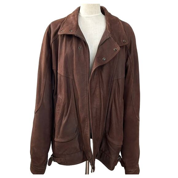 Vtg Wilson's Leather Adventure Bound XXLT Aviator Moto Bomber Brown Pilot Rugged - Picture 2 of 16